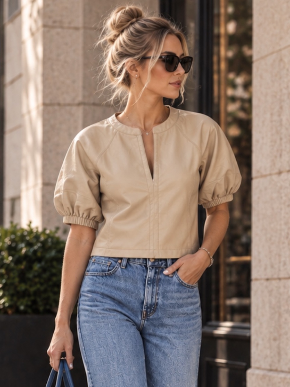 Steve Madden Faux Leather Top Cream XS NWT